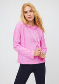 Women Lightweight Hooded Workout Sweatshirts with Adjusted Drawstrings