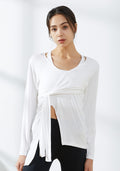 Slit knotted long sleeve T-shirt