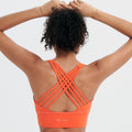 Cross Back Strappy Workout Bras-orange-back