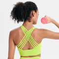 Cross back strappy workout bras-fluorescent green
